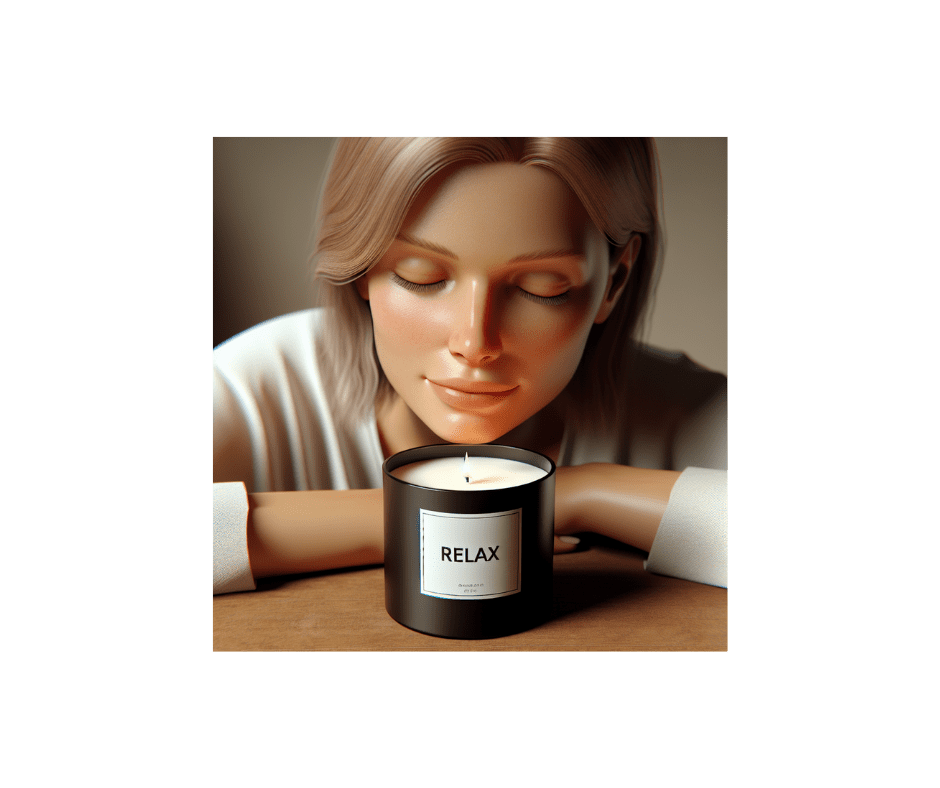 A woman sitting in front of a candle.