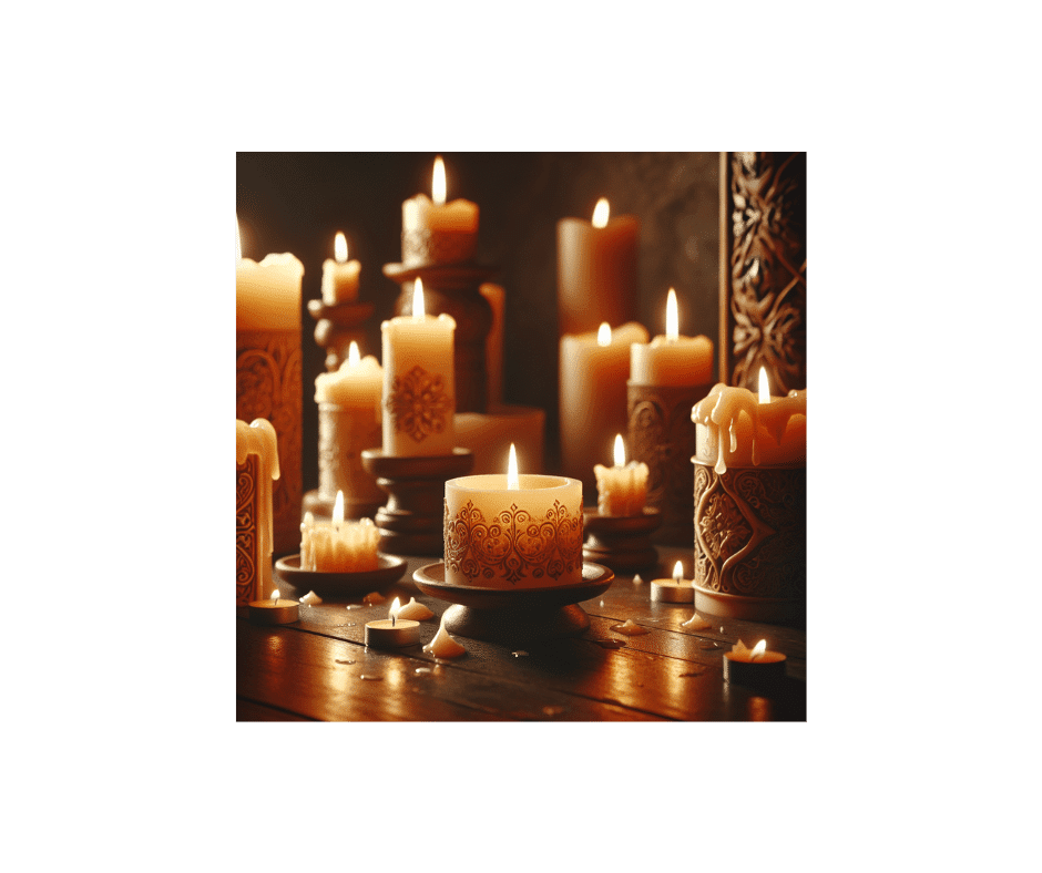 A group of candles on top of a table.