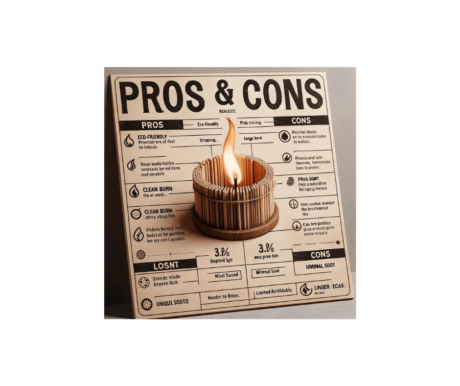 A candle burning on top of the pros and cons chart.